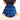 Rear view of a woman wearing a blue plush, segmented neck heating pad.
