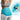 Woman wearing an adjustable blue back ice pad wrap with a close-up of the hook and loop fastener.