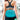Woman wearing an adjustable blue back ice pad wrap.