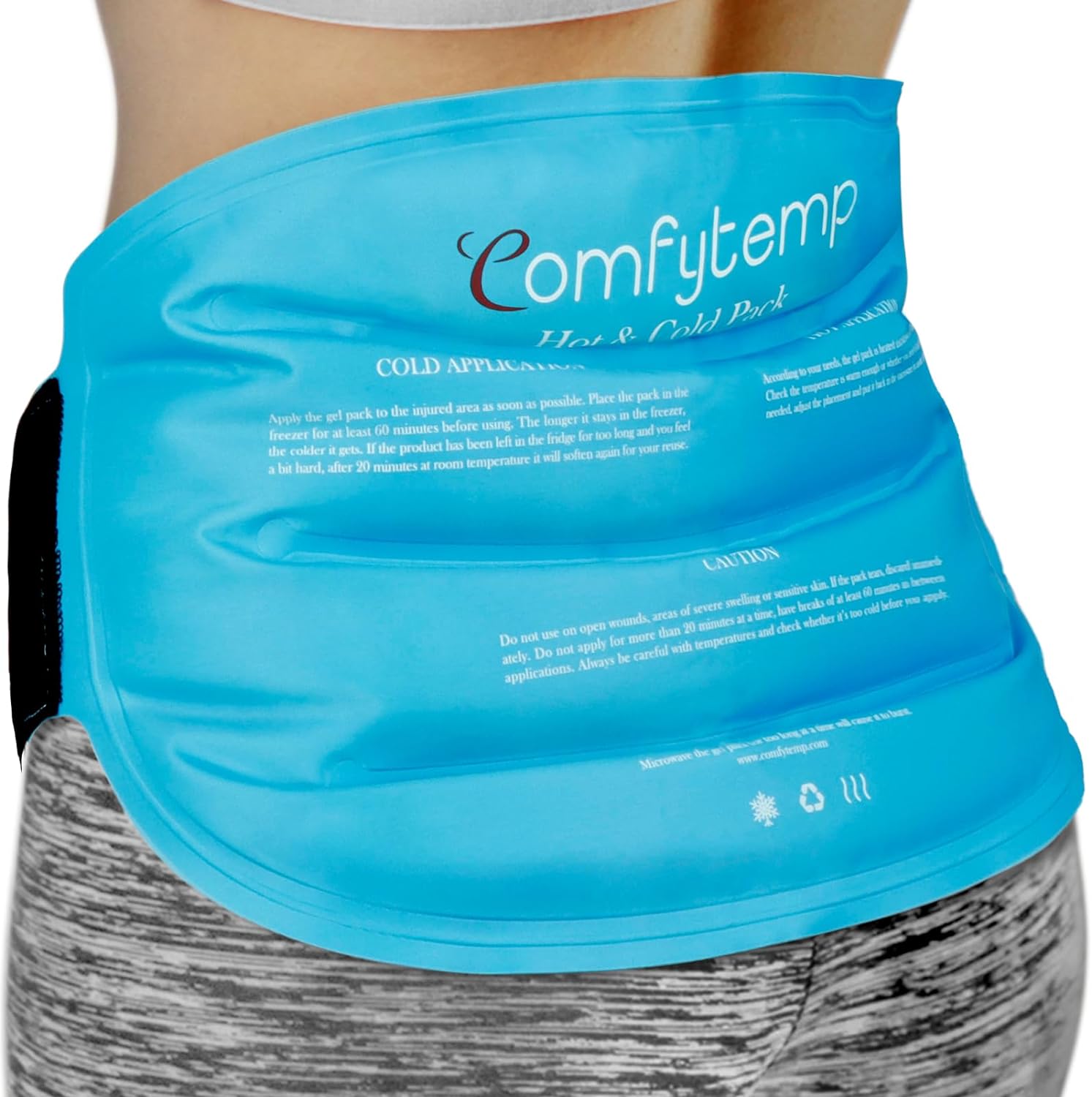 Comfytemp Ice Pack for Back Pain Injuries, Reusable Lower Back Ice Pack, Gel Cold & Hot Pack for Injuries, 10.3x14.6"
