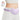 Woman wearing a purple portable menstrual heating pad on her waist and lower back.