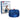 Blue microwavable heating pad shown next to its packaging for lower back pain relief.