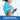 A woman wears a blue neck ice pack with arrows showing 360-degree coverage and adjustable straps.