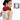 Woman wearing a red light therapy neck device next to its gift box packaging.