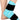 A person wearing a blue ankle ice pack wrap with two black adjustable straps.