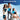 Three women wearing wearable blue gel ice packs on their arm, leg, back, and shoulder.