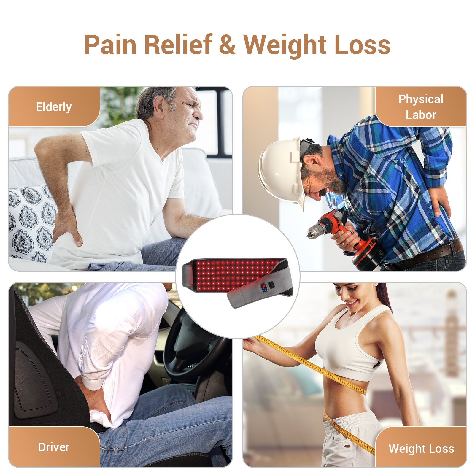 Comfytemp Red Light Therapy Belt, FSA HSA Eligible Infrared Red Light Therapy for Body, 22W Light Wrap with Pulse for Back Waist Muscle Pain Relief, Improve Joint Inflammation