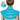 Back view of a woman wearing a blue gel cold pack wrap around her neck and shoulders.