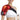 Woman in a red light therapy shoulder wrap with a bone graphic and a smartphone app interface.