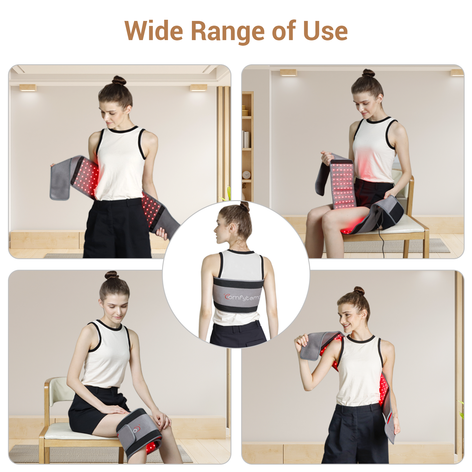 Comfytemp Red Light Therapy Belt, FSA HSA Eligible Infrared Red Light Therapy for Body, 22W Light Wrap with Pulse for Back Waist Muscle Pain Relief, Improve Joint Inflammation