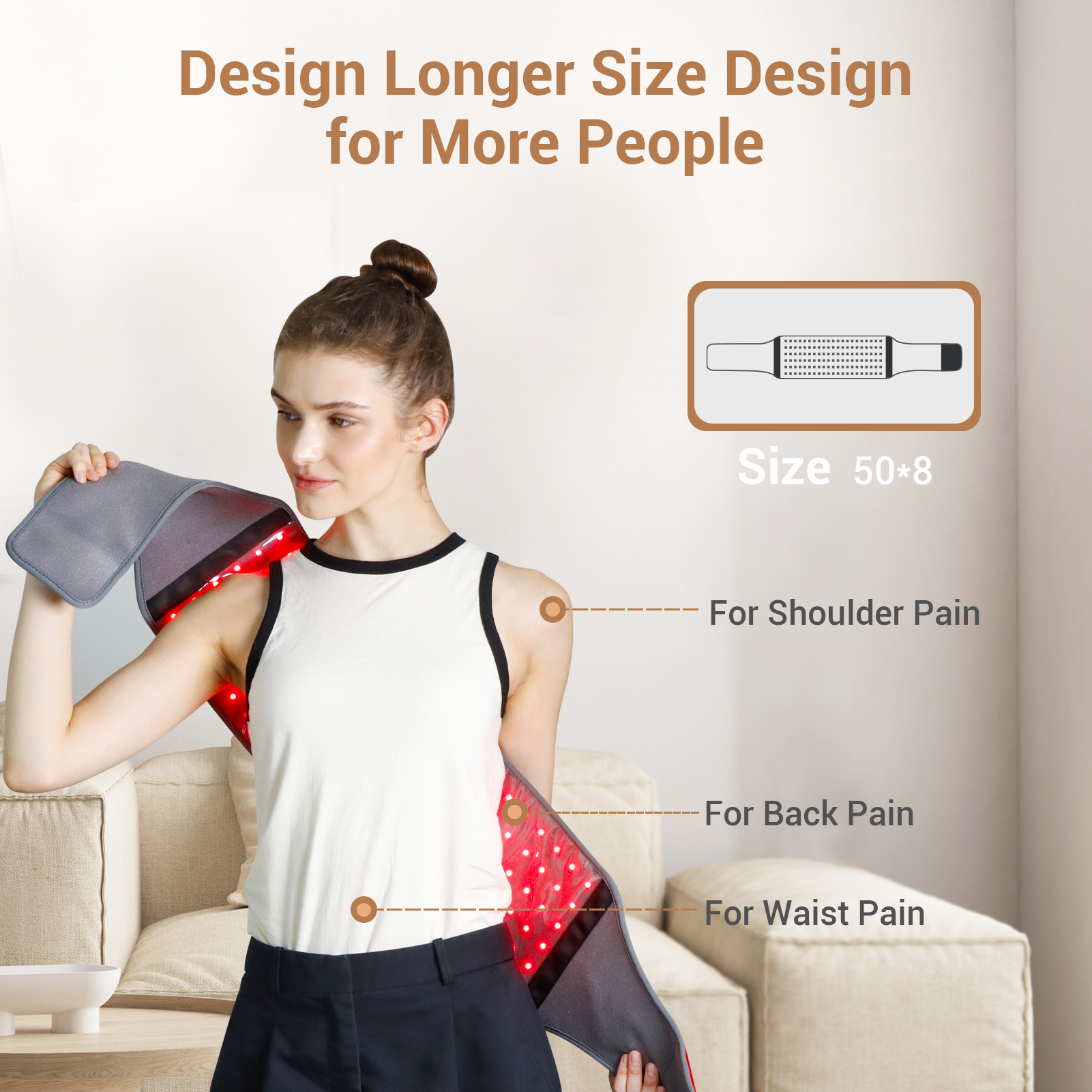 Comfytemp Red Light Therapy Belt, FSA HSA Eligible Infrared Red Light Therapy for Body, 22W Light Wrap with Pulse for Back Waist Muscle Pain Relief, Improve Joint Inflammation