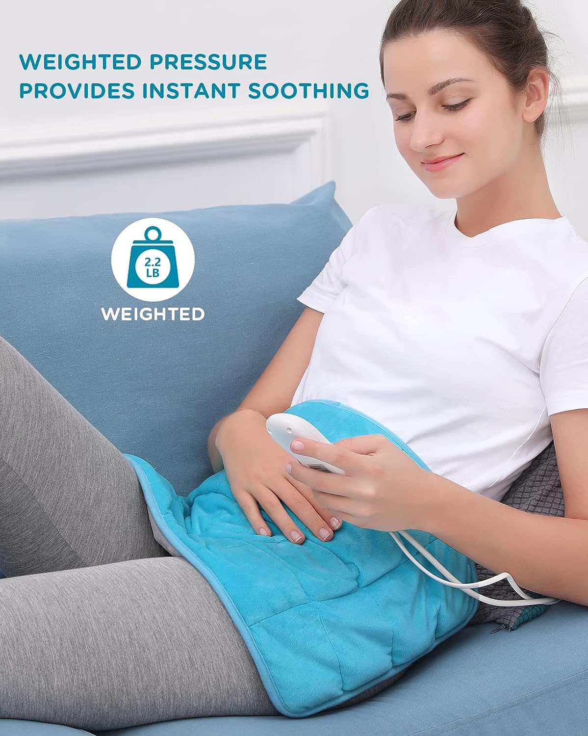 WeightedHeat™ Weighted Electric Heating Pad for Back Pain Relief