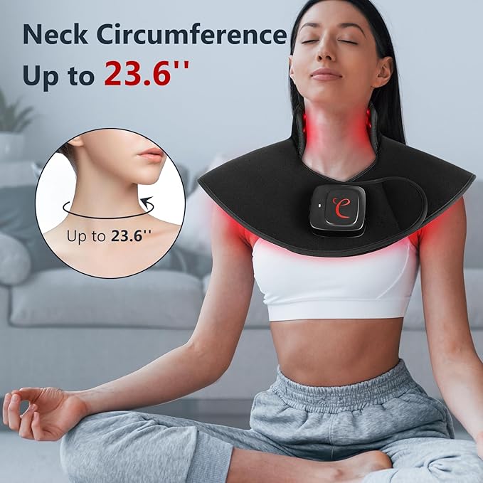 Comfytemp Cordless Red Light Therapy Pad for Neck Shoulder Pain Relief, FSA HSA Eligible Portable Wireless Near Infrared Light Wrap for Body, 19W Flexible Light Cape for Upper Back Muscle Relax