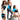 Three women wearing wearable blue gel ice packs on their arm, leg, back, and shoulder.