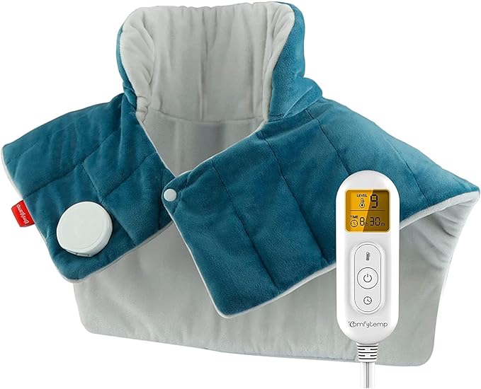 Comfytemp Weighted Heating Pad for Neck and Shoulders, FSA HSA Eligible, 19"x 24", Blue