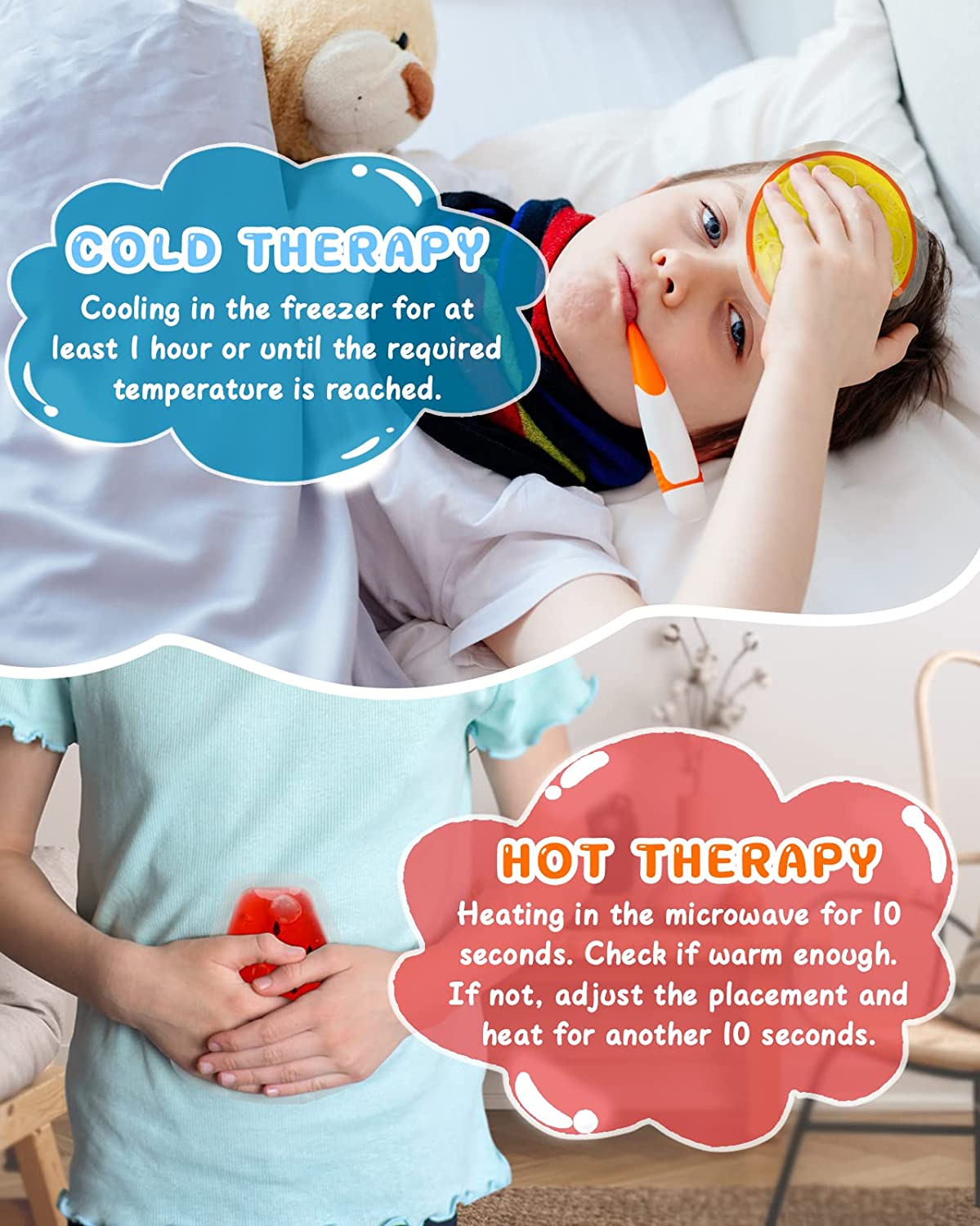 Kids Small Gel Ice Packs for Boo Boos with 6 Packs