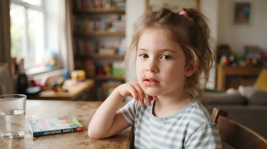 A little girl developed cold sores.