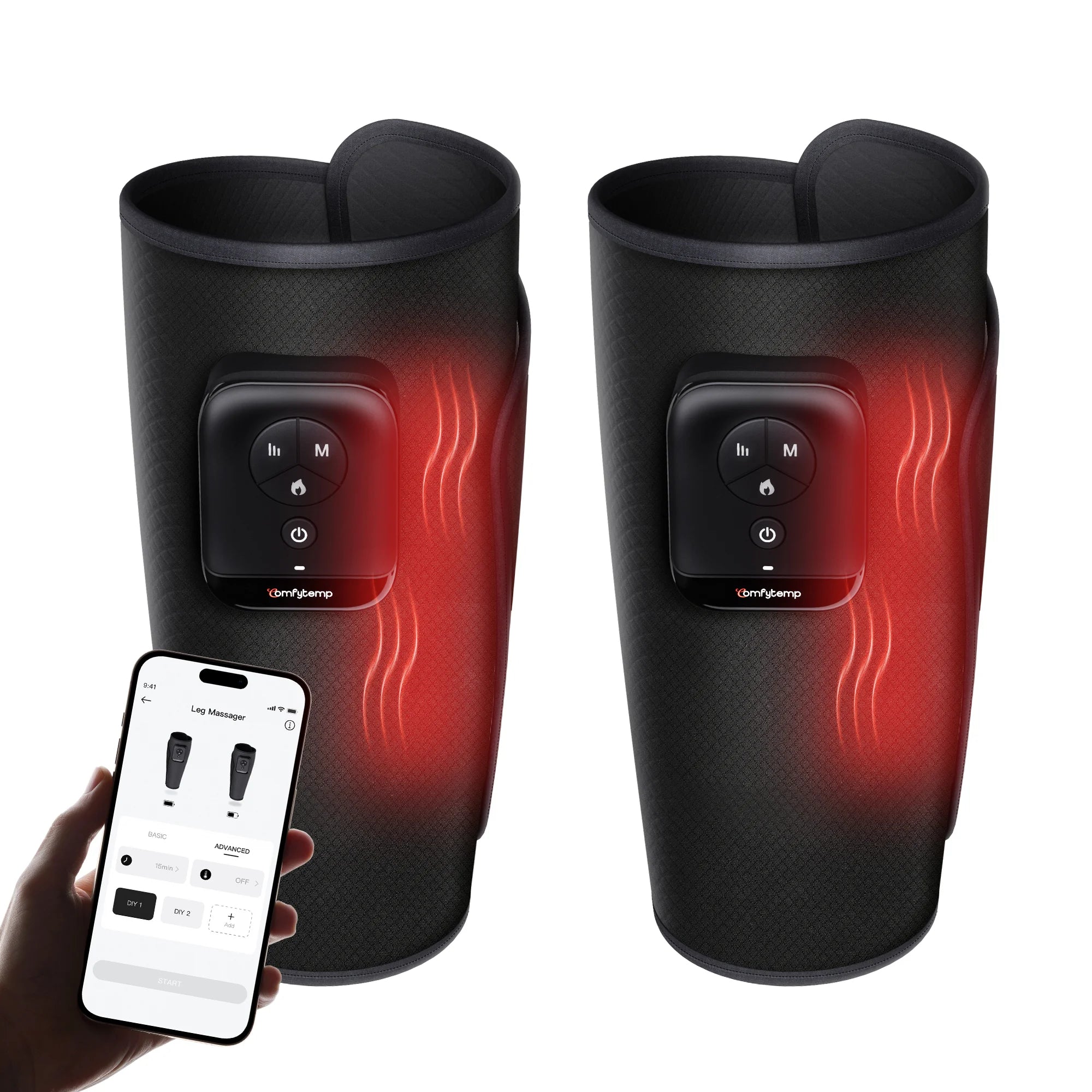Comfytemp Portable Air Compression Calf Massager with Heat, 2Pack-K1002