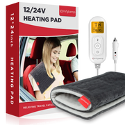 Comfytemp 12V/24V Car Heating Pad for Back, 12''x24'' Portable Heated Car Mini Blanket Pad, Gray，K8105