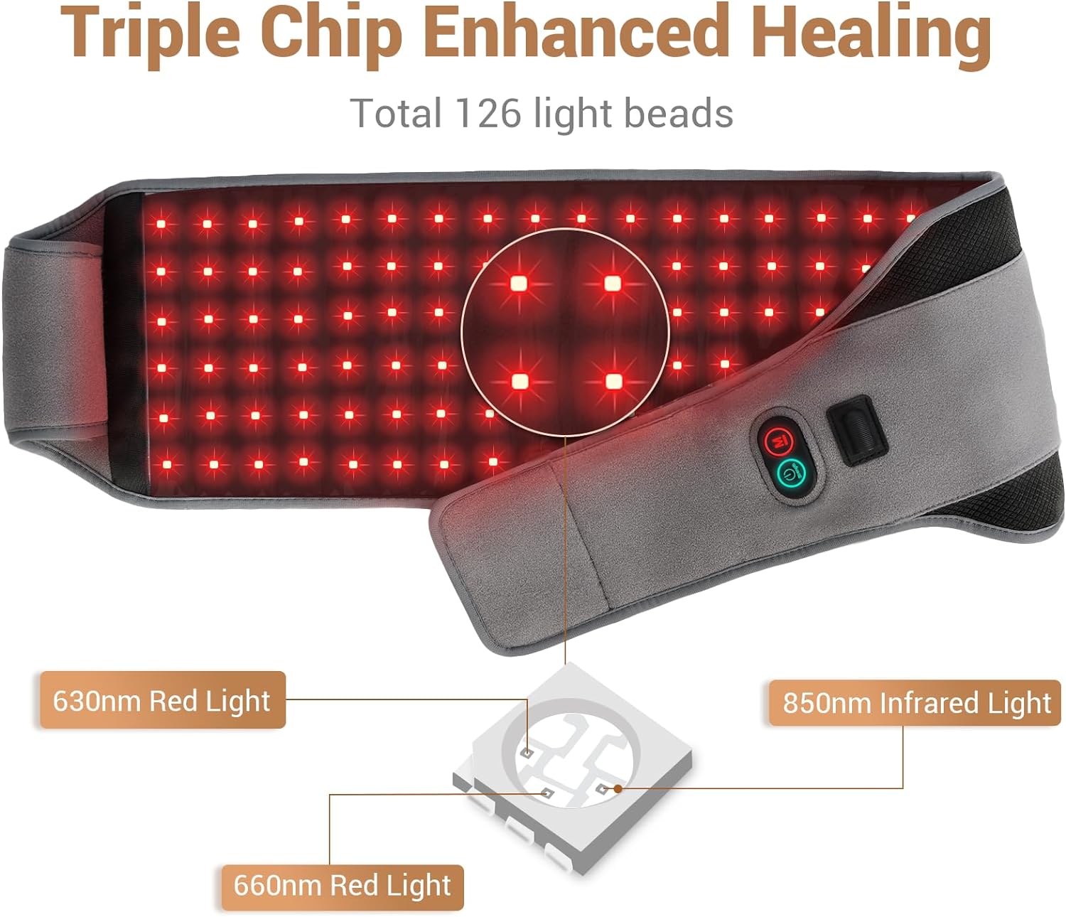 Comfytemp Red & Infrared Light Therapy Belt, Red Light Therapy for Body Device with App & Button Dual-Controlled