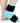 A person wearing a blue ankle ice pack wrap with two black adjustable straps.