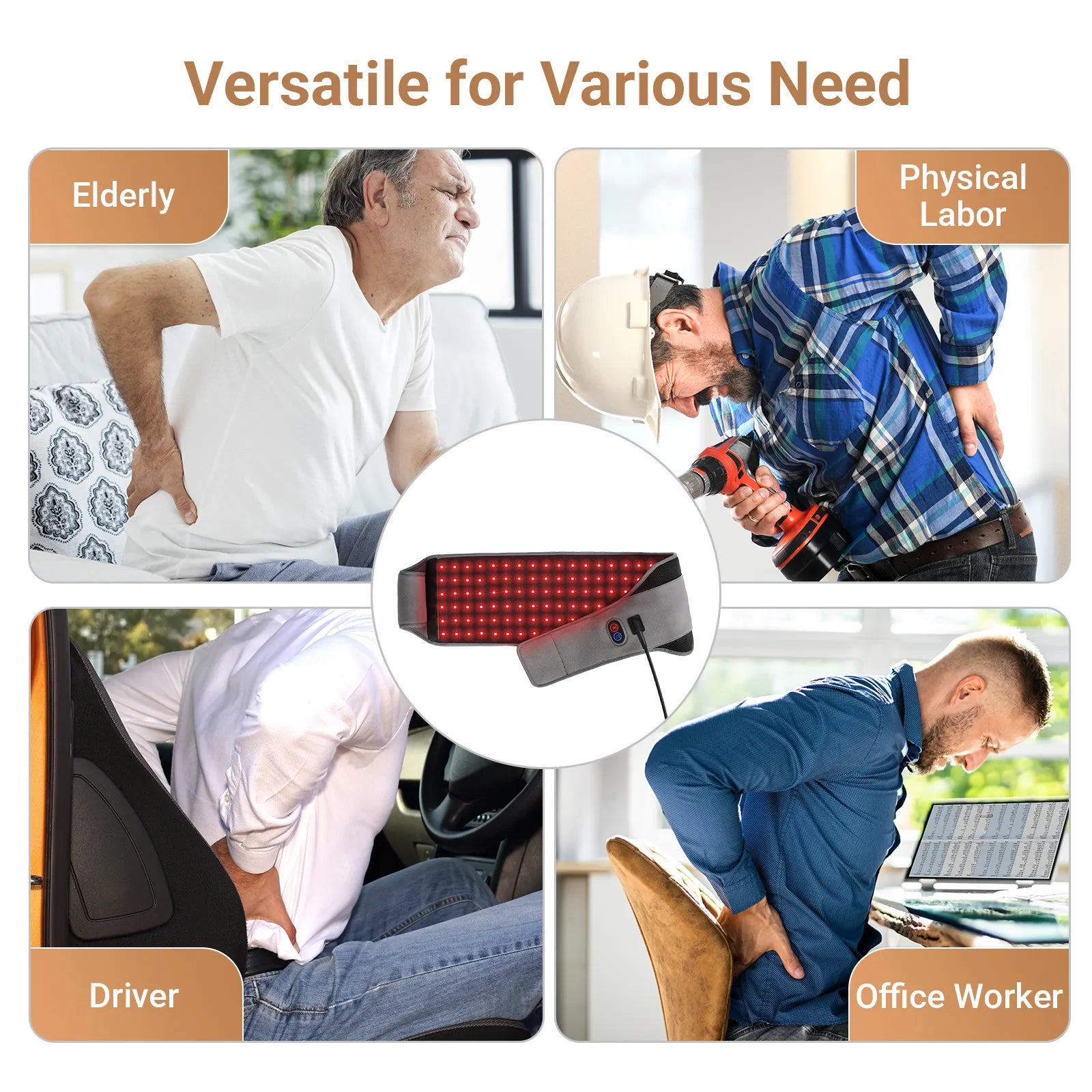 Cinturón de terapia de luz roja Comfytemp, elegible para FSA/HSA, terapia de luz roja infrarroja para el cuerpo, envoltura de luz de 22 W con pulsos para aliviar el dolor muscular de espalda y cintura, mejora la inflamación articular 