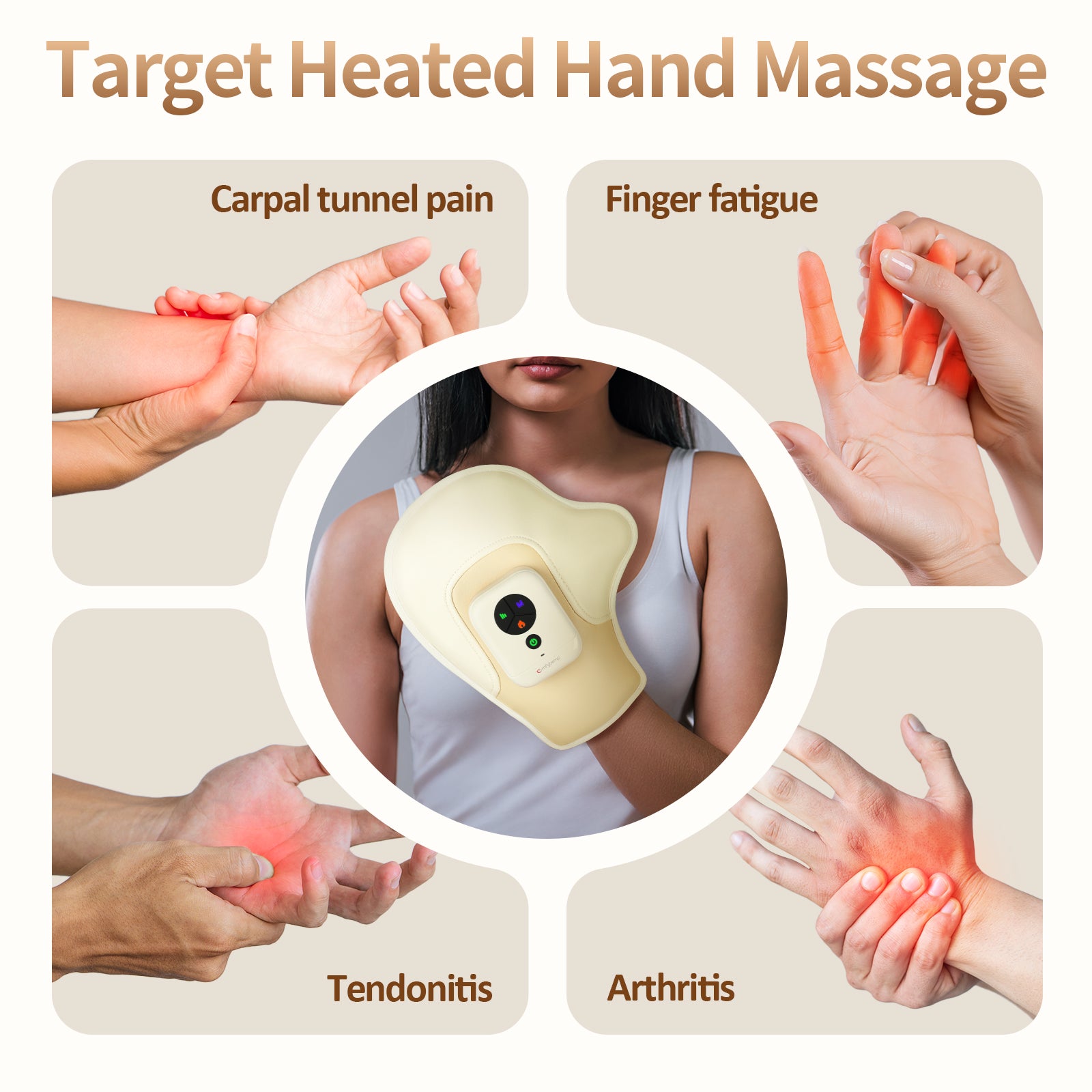 Comfytemp Hand Massager with Heat and Compression, Valentines Day Gifts for Women Mom Her, FSA HSA Eligible Hand Massager for Arthritis and Carpal Tunnel, Cordless Wrist Massager for Hand Pain Relief