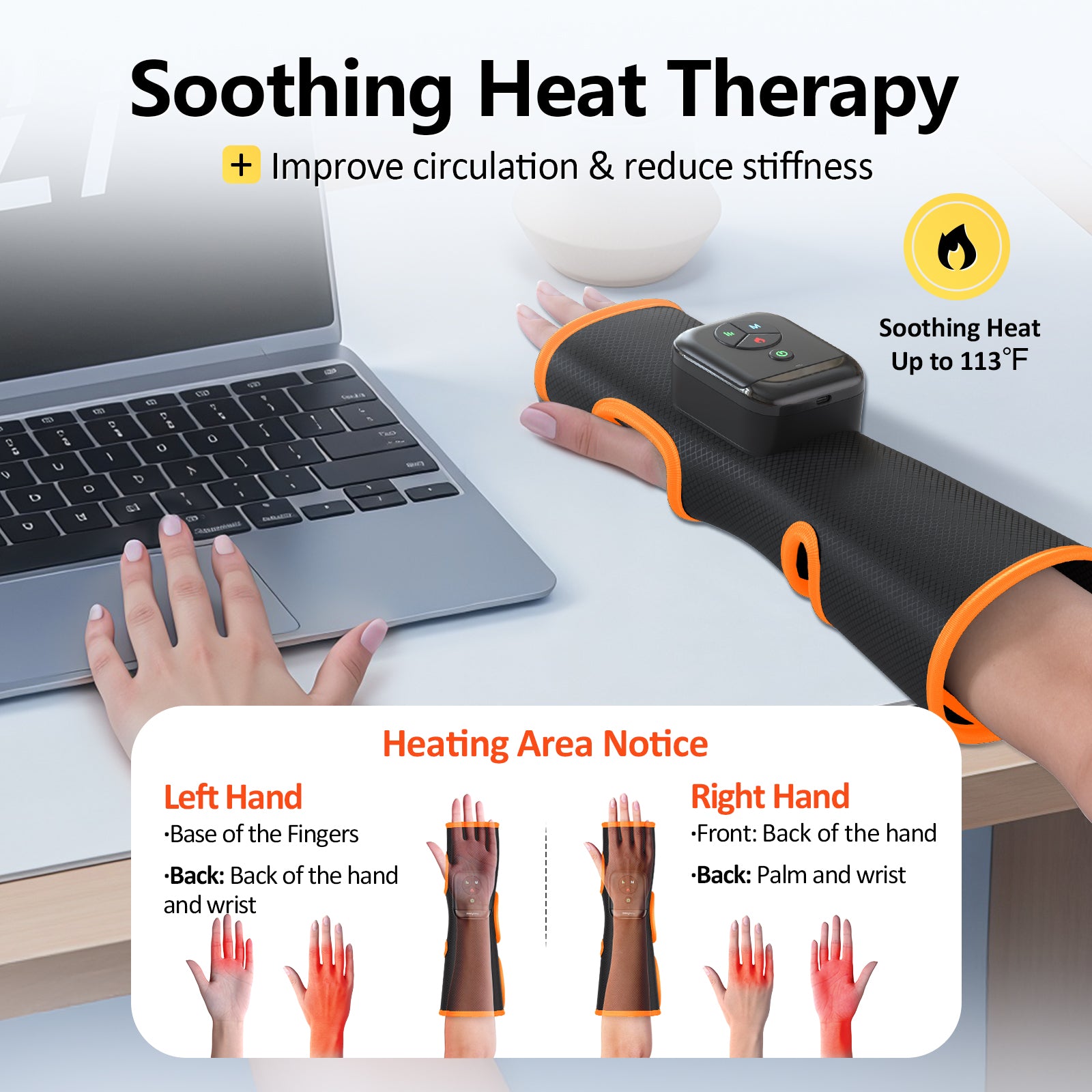 Comfytemp Hand Massager with Compression and Heat, Cordless Wrist Massager for Pain Relief, Arthritis and Carpal Tunnel, Ideal Gifts