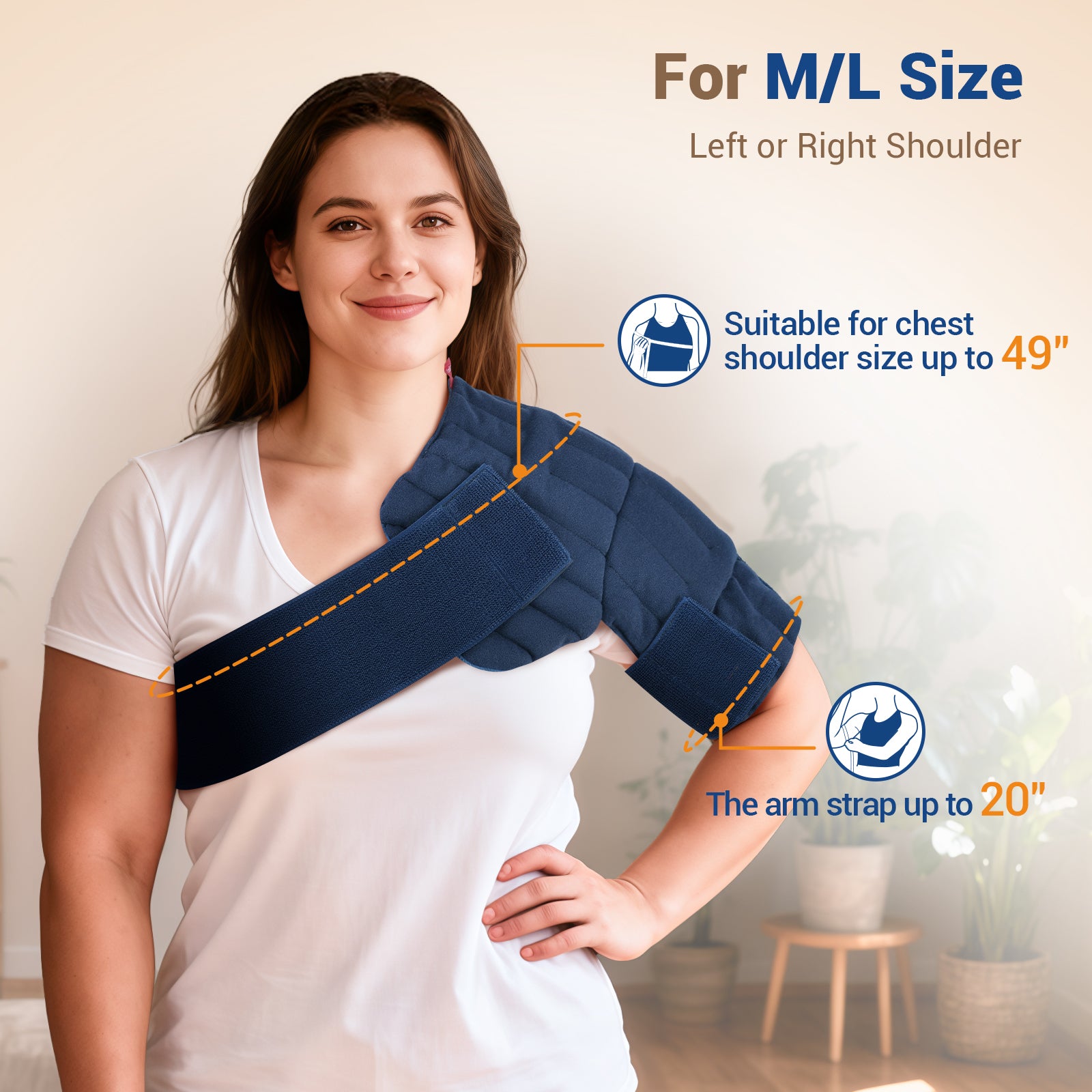 Comfytemp Shoulder Heating Pad Microwavable for Rotator Cuff, Microwave Moist Heating Pad with Adjustable Strap, Shouders Wrap for Frozen Shoulder Relief, Relaxation for Women Men Seniors (M/L)