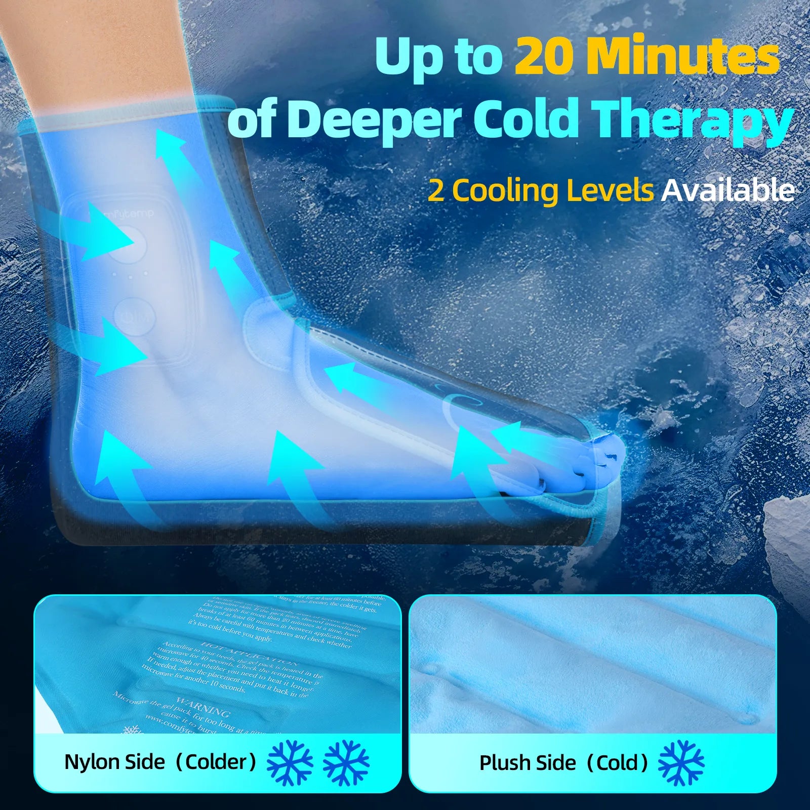 K91A7-Comfytemp Auto Compression Ankle Foot Ice Pack Wrap