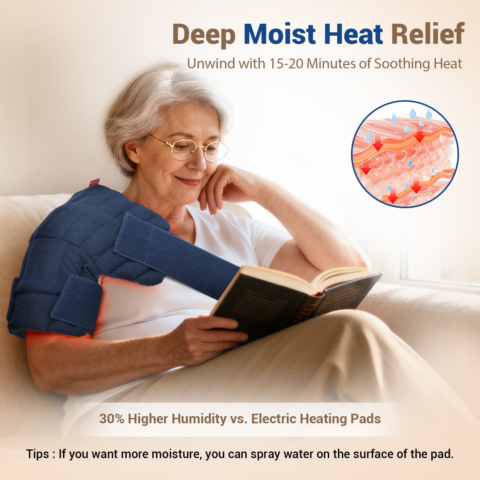 Comfytemp Shoulder Heating Pad Microwavable for Rotator Cuff, Microwave Moist Heating Pad with Adjustable Strap, Shouders Wrap for Frozen Shoulder Relief, Relaxation for Women Men Seniors (M/L)
