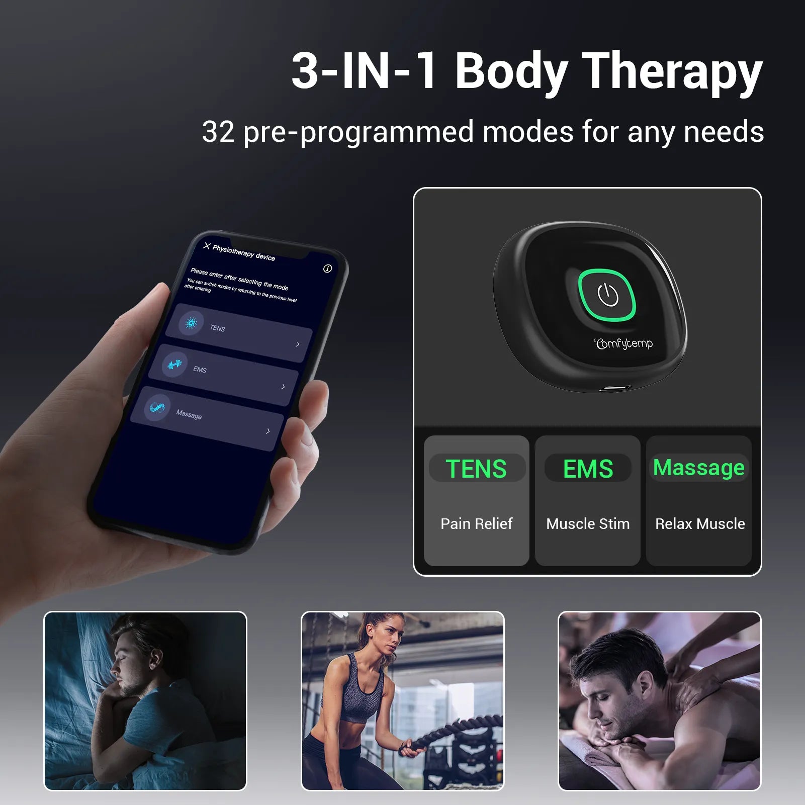 K6108-Comfytemp Back Shoulder Wireless TENS Unit with APP