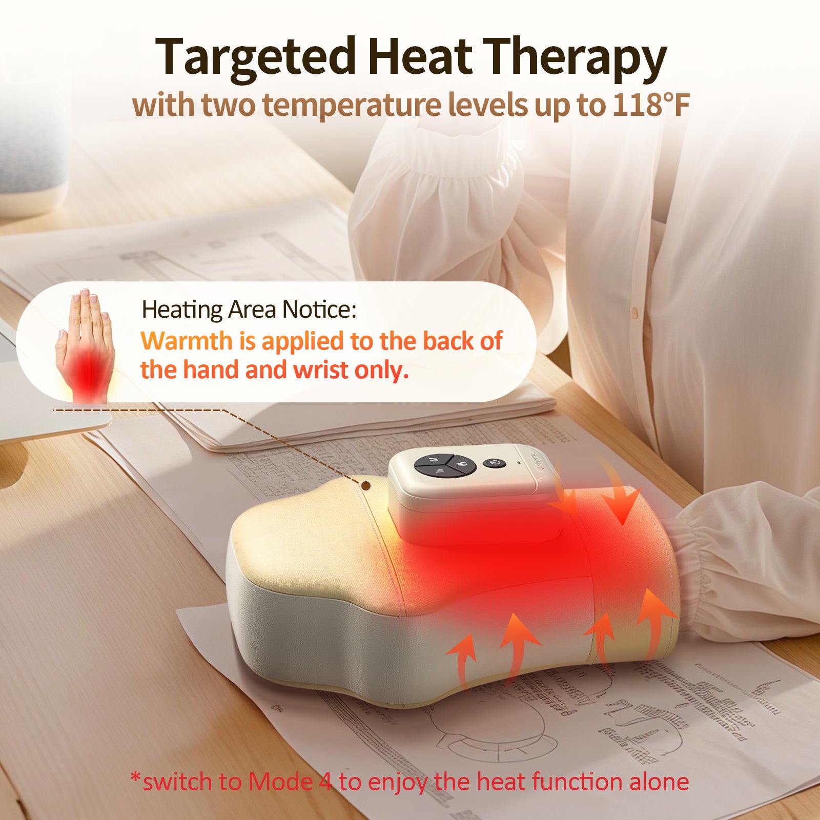 Comfytemp Hand Massager with Heat and Compression, Birthday Gift for Dad Men Mom Women, Cordless Fingers, Palm, Wrist Massage for Carpal Tunnel, Arthritis, Circulation