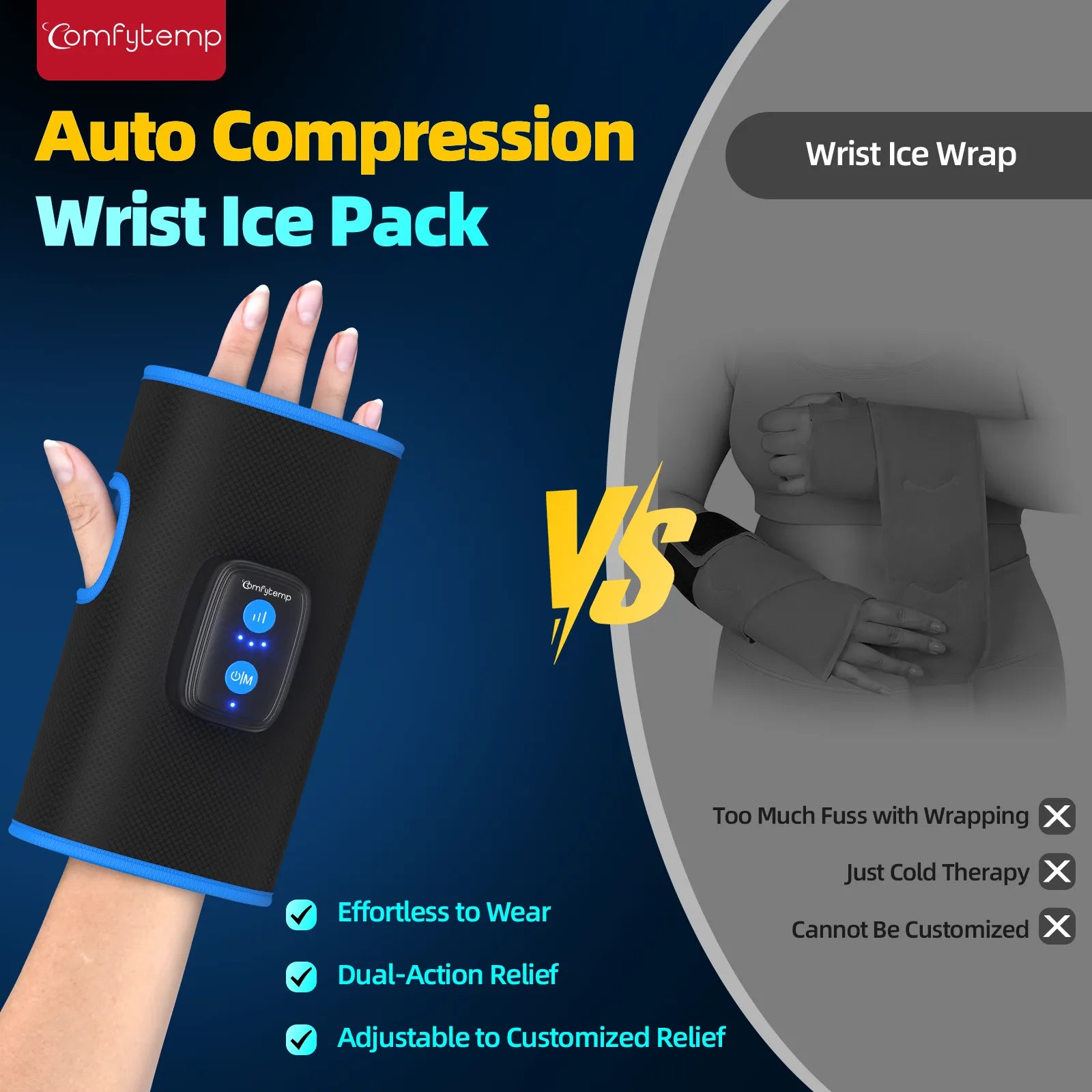 K91A5-Comfytemp Auto Compression Wrist Ice Pack Wrap