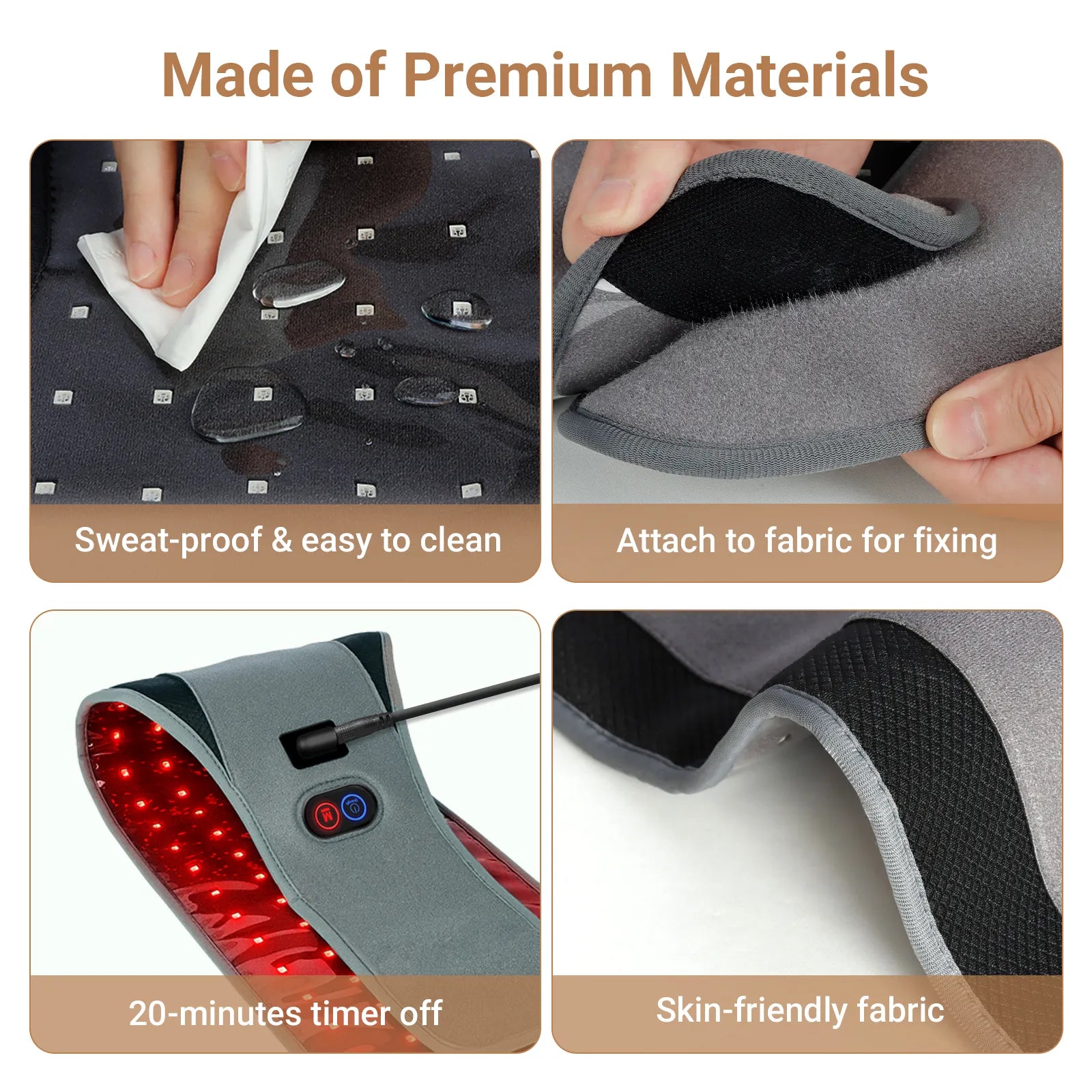 Cinturón de terapia de luz roja Comfytemp, elegible para FSA/HSA, terapia de luz roja infrarroja para el cuerpo, envoltura de luz de 22 W con pulsos para aliviar el dolor muscular de espalda y cintura, mejora la inflamación articular 