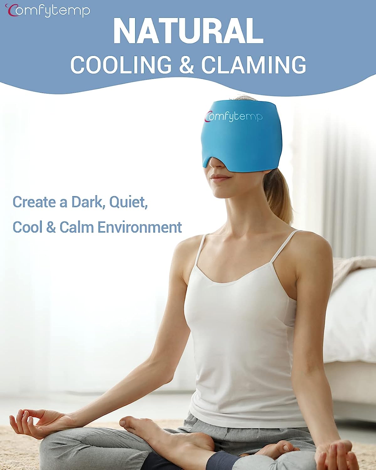 Comfytemp Migraine Ice Head Wrap, Form Fitting Gel Headache Relief Hat