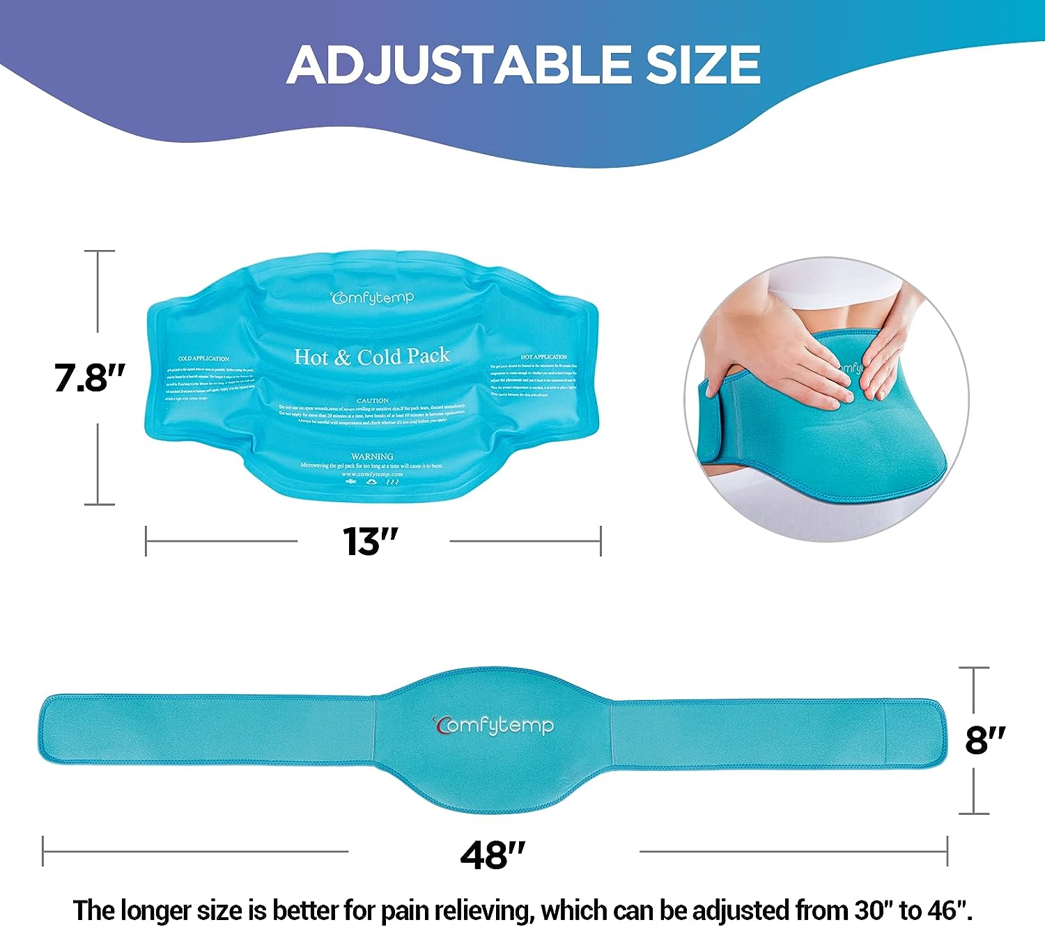 Reusable Gel Back Ice Pack with Strap