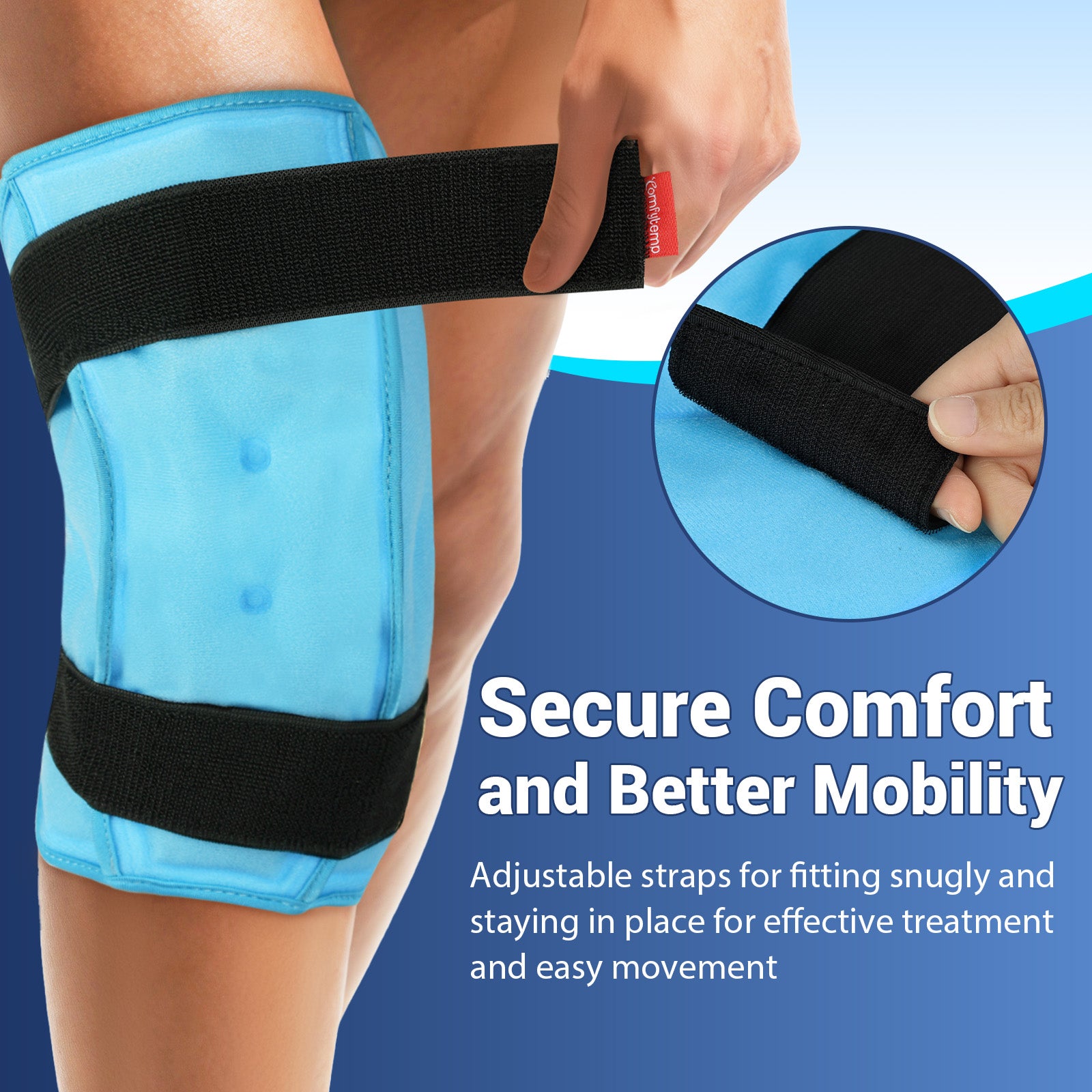 Comfytemp 3D Knee Ice Pack Wrap for Injuries Reusable Gel, FSA HSA Eligible, Knee Cold Pack Physical Therapy for Leg Pain Relief, Replacement, Arthritis, Muscle Recovery, After Surgery Gift, Women Men Visit the Comfytemp Store