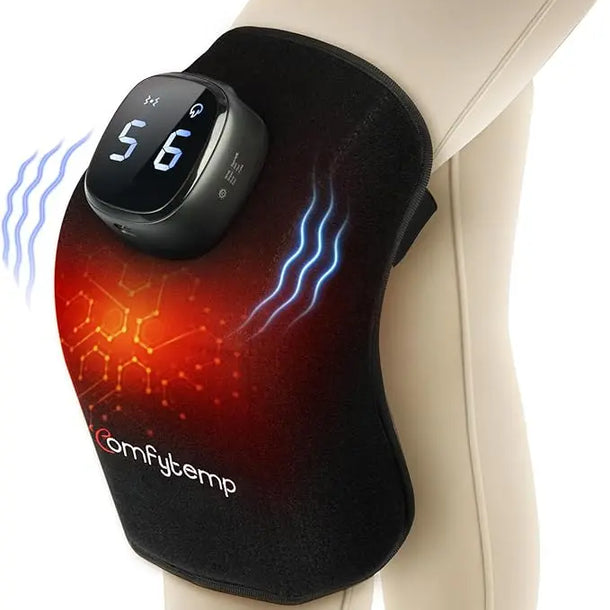 Comfytemp Cordless Knee Massager with Heat for Pain Relief, FSA HSA Eligible 3D Portable Knee Heating Pad APP Control, Heated Knee Brace Wrap for Women, Birthday Gift for Mom Dad, 9 Heat 5 Vibration-K9231 Comfytemp