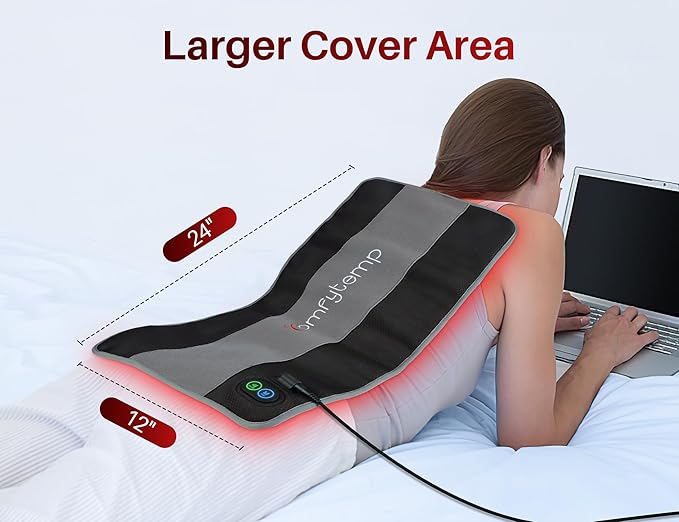 Comfytemp Large 24" x 12" Red Light Therapy for Body, FSA HSA Eligible Infrared Light Therapy Pad, Red Light Therapy Wrap with Pulse for Back Muscle Pain Relief, 4 Mode & 3 Strength