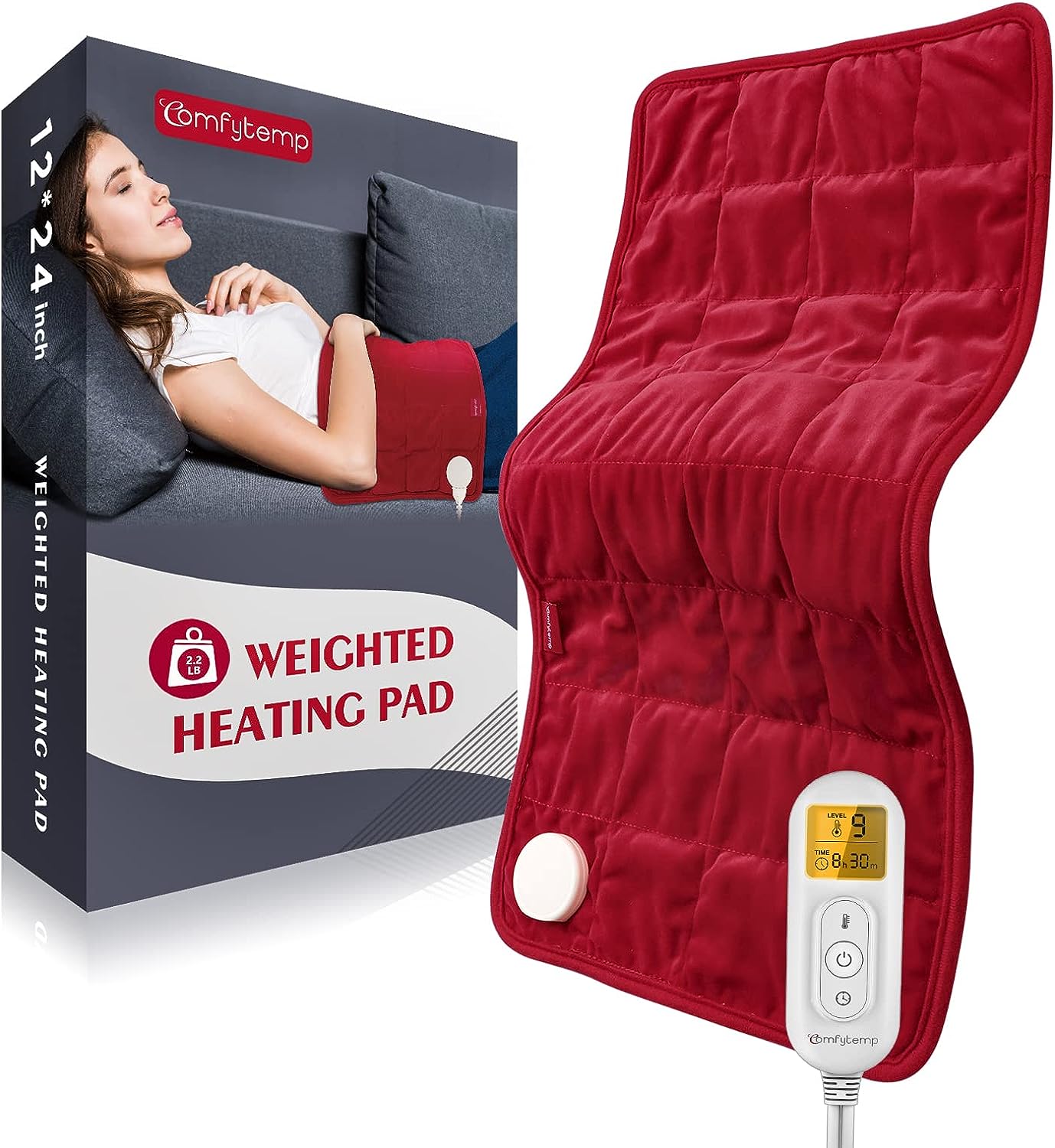 WeightedHeat™ Weighted Electric Heating Pad for Back Pain Relief