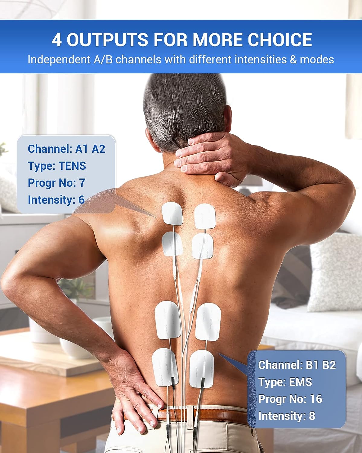 4 Outputs TENS Unit Muscle Stimulator 24 Modes – Comfytemp