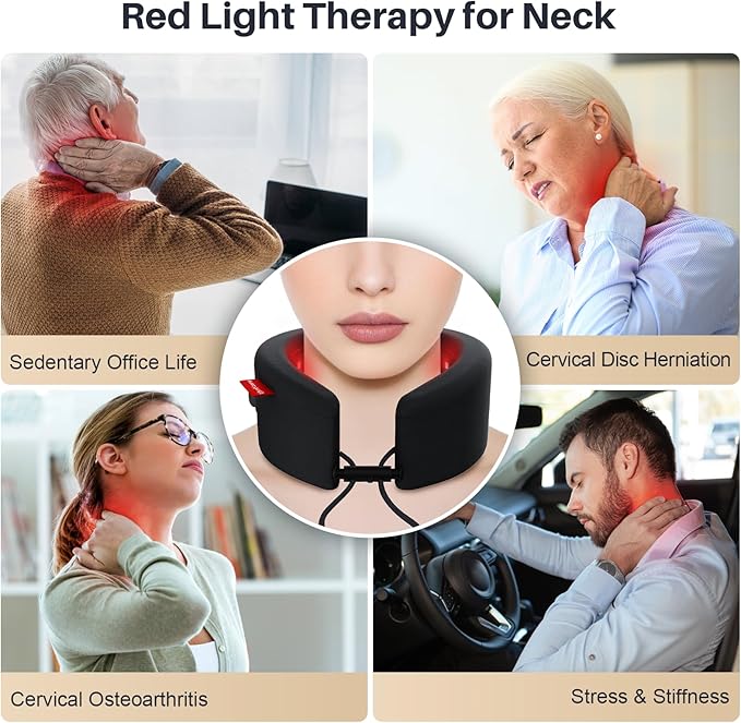 Comfytemp Portable Cordless Red Light Therapy for Neck Pain Relief, FSA HSA Eligible Near Infrared Light Therapy Neck Wrap, Rechargeable Wireless Wearable Light Wrap for Travel