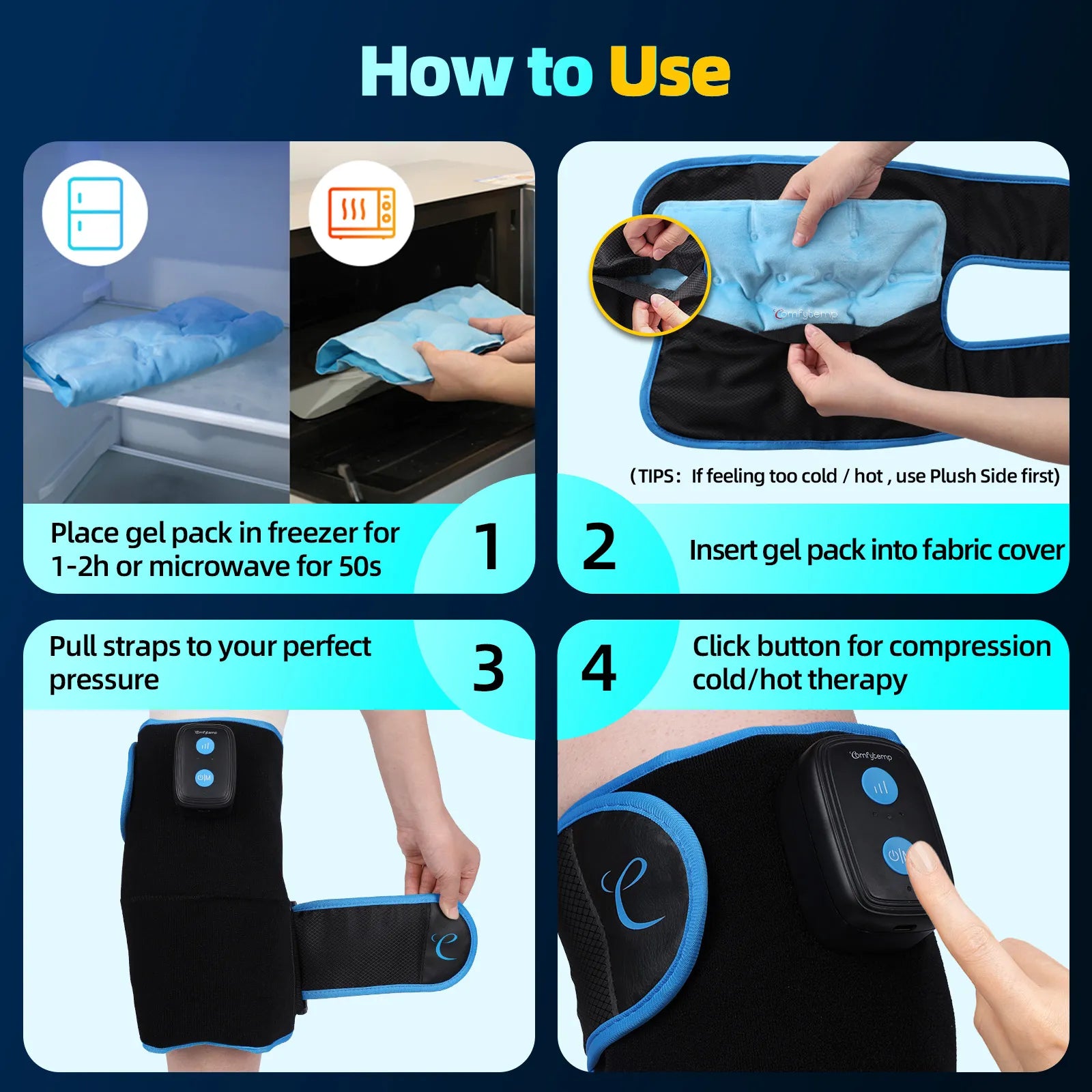 K91A8-Comfytemp Auto Compression Knee Ice Pack Wrap