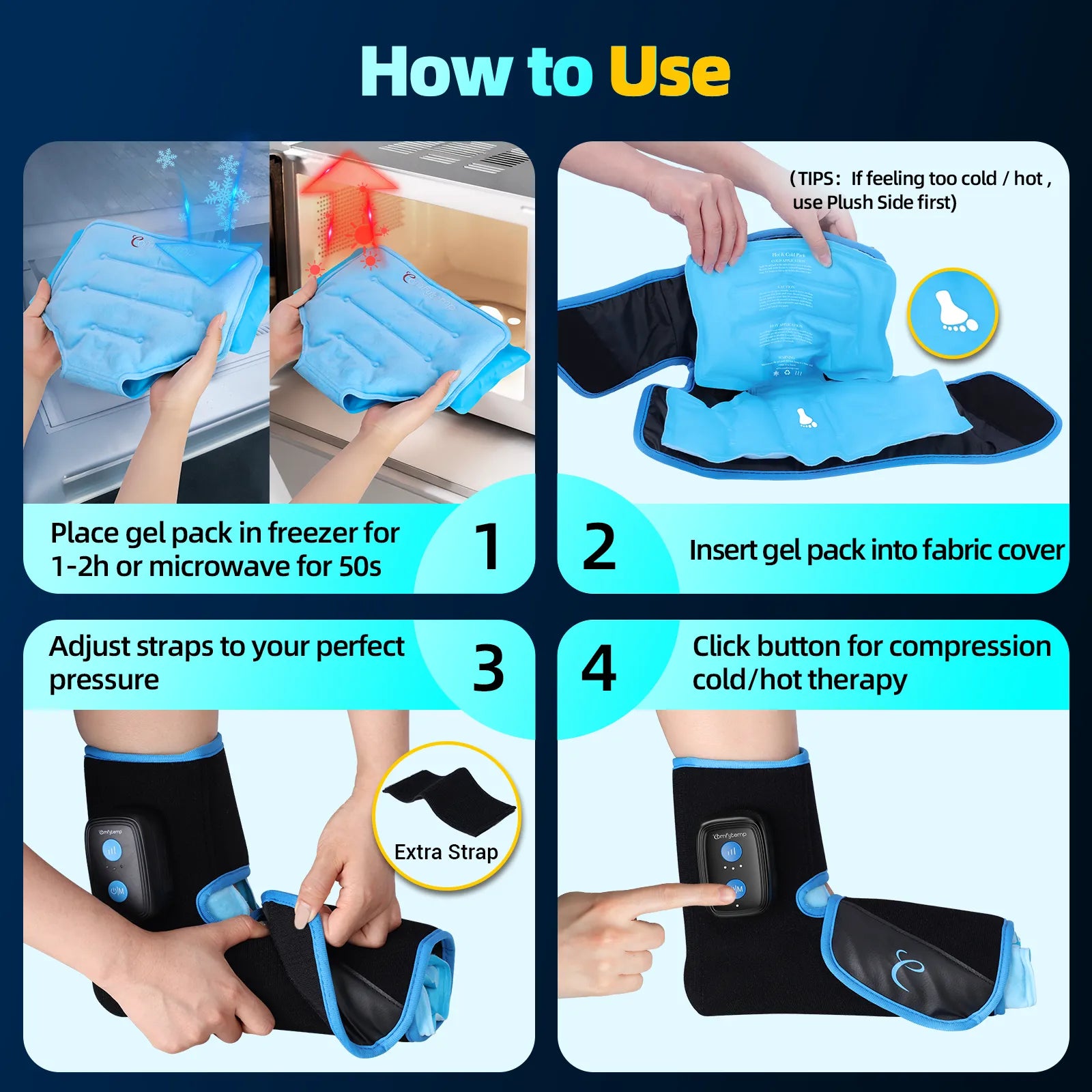 K91A7-Comfytemp Auto Compression Ankle Foot Ice Pack Wrap