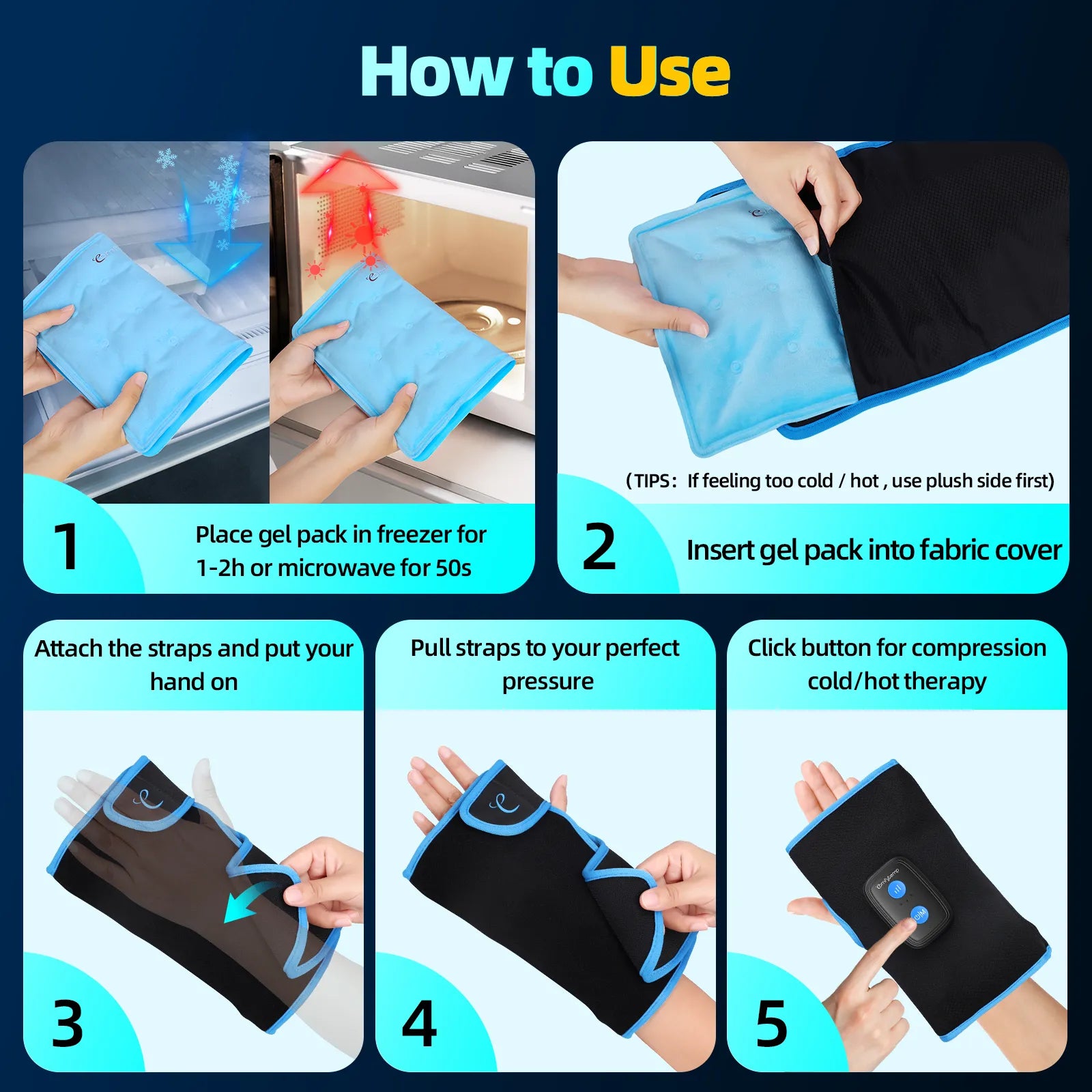 K91A5-Comfytemp Auto Compression Wrist Ice Pack Wrap