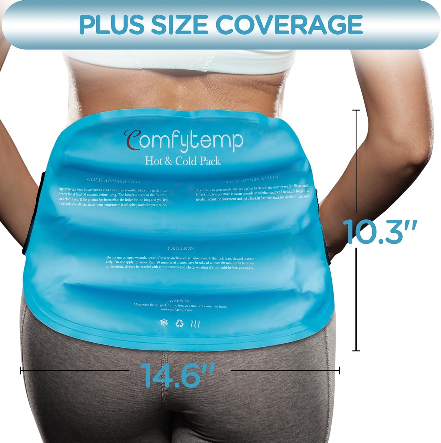 Comfytemp Ice Pack for Back Pain Injuries, Reusable Lower Back Ice Pack, Gel Cold & Hot Pack for Injuries, 10.3x14.6"