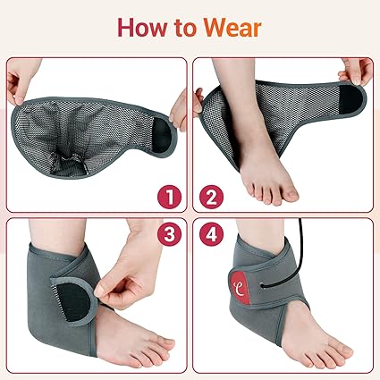 Comfytemp Ankle Heating Pad for Achilles Tendonitis, USB Wearable Heating Pad for Feet with 3 Heat and Time Settings, Electric Heated Ankle Wrap for Sprained Ankle, Heel Pain Relief, Plantar Fasciitis