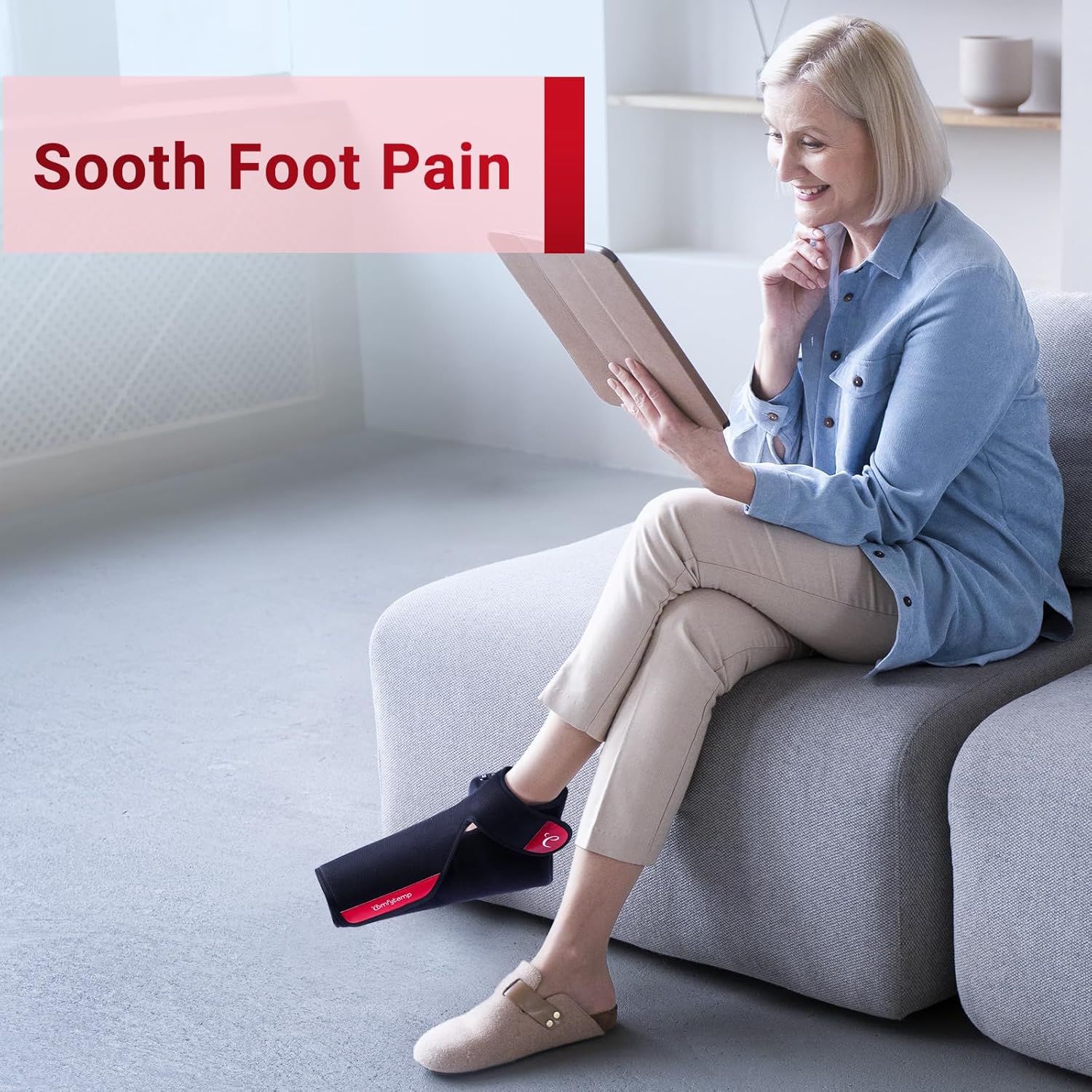 Comfytemp 5000mAh Cordless Red Light Therapy for Foot & Ankle, Portable Near Infrared Light Therapy Wrap with Timer, 660nm & 850nm Flexible Light Shoe for Heel Joint Muscle Pain Relief, 12'' x 7''