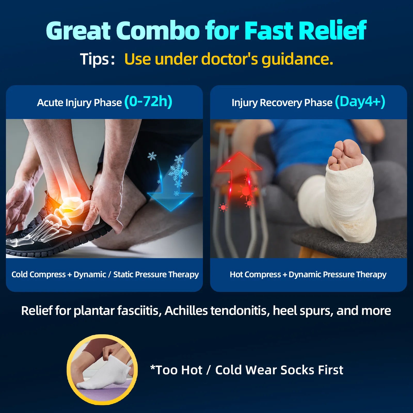 K91A7-Comfytemp Auto Compression Ankle Foot Ice Pack Wrap